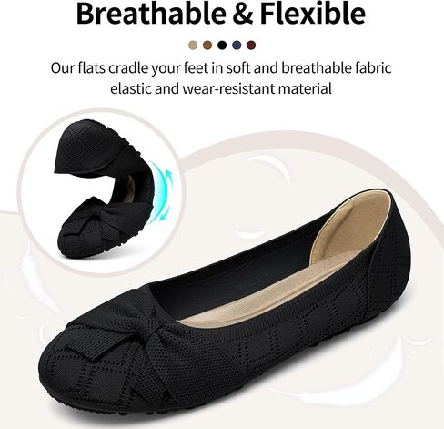 HARENCE Ballet Flats Shoes for Women: Dressy Bow Knit Flats Comfortable Slip On Walking Shoes for Working Wedding in Saudi Arabia