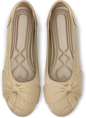 HARENCE Ballet Flats Shoes for Women: Dressy Bow Knit Flats Comfortable Slip On Walking Shoes for Working Wedding in Saudi Arabia