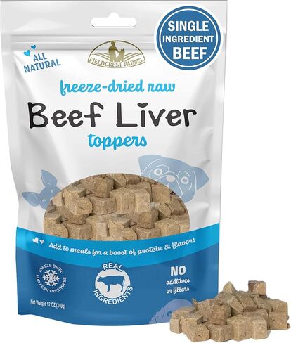 Fieldcrest Farms Beef Liver Toppers – Freeze-Dried Single Ingredient Dog Food Topper or Treat, All-Natural, High Protein, Raw & Grain-Free,12 oz. in Saudi Arabia