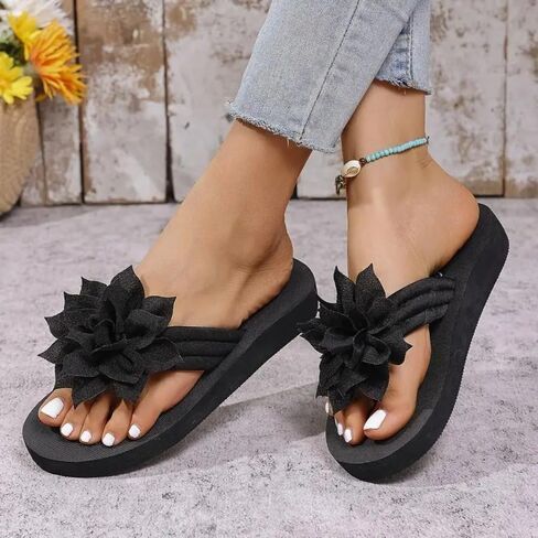 Women's Flower Flip Flops - Stylish Comfort Floral Thong Sandals, Lightweight Non-Slip Summer Beach Shoes, Casual Indoor Outdoor House Slippers in Kuwait