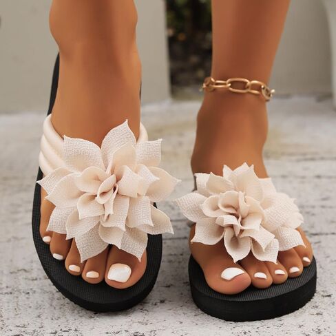 Women's Flower Flip Flops - Stylish Comfort Floral Thong Sandals, Lightweight Non-Slip Summer Beach Shoes, Casual Indoor Outdoor House Slippers in Saudi Arabia