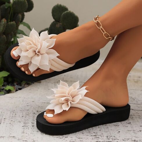 Women's Flower Flip Flops - Stylish Comfort Floral Thong Sandals, Lightweight Non-Slip Summer Beach Shoes, Casual Indoor Outdoor House Slippers in Saudi Arabia