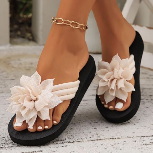 Women's Flower Flip Flops - Stylish Comfort Floral Thong Sandals, Lightweight Non-Slip Summer Beach Shoes, Casual Indoor Outdoor House Slippers in Saudi Arabia