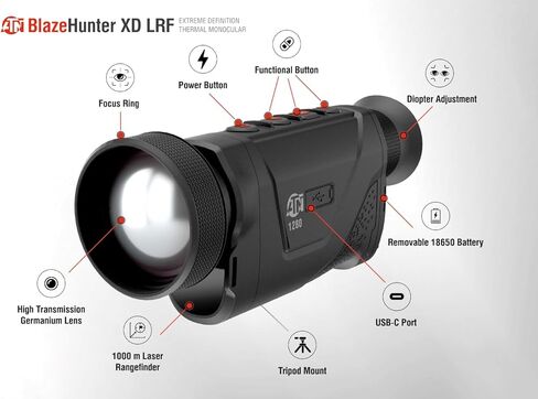 ATN BlazeHunter XD 1280x1024 منظار حراري أحادي 2–16x، مستشعر 1280×1024 مع SharpIR AI، محدد المدى بالليزر 1000 متر، 1920x1080 OLED، واي فاي، 32 جيجابايت، IP67 in Kuwait
