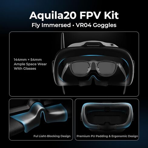 BETAFPV Aquila20 FPV Kit Aquila20 Whoop Drone LiteRadio 4 SE جهاز إرسال راديو VR04 FPV Goggles مدعوم بـ 3 أوضاع نظام الطاقة 2S FPV Drone متقدم RTF داخلي وخارجي in Kuwait