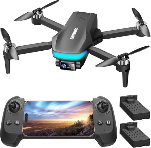 SIMREX Drone with Camera for Adults 4K, Brushless Motor Drones for Kids Beginners,FPV Foldable, Optical Flow & Altitude Hold, WiFi Live Video, Gesture/Voice Controlt,Toys Gifts for Teen Boys (Gray) in Kuwait