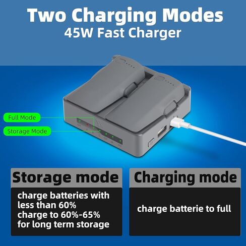 Charging Hub Compatible with DJI Neo 2 Batteries, Two Way Parallel Battery Charger with Storage Mode, USB Output Charger, Fast Charging Hub for Neo 2 in Kuwait