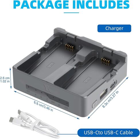 Charging Hub Compatible with DJI Neo 2 Batteries, Two Way Parallel Battery Charger with Storage Mode, USB Output Charger, Fast Charging Hub for Neo 2 in Kuwait