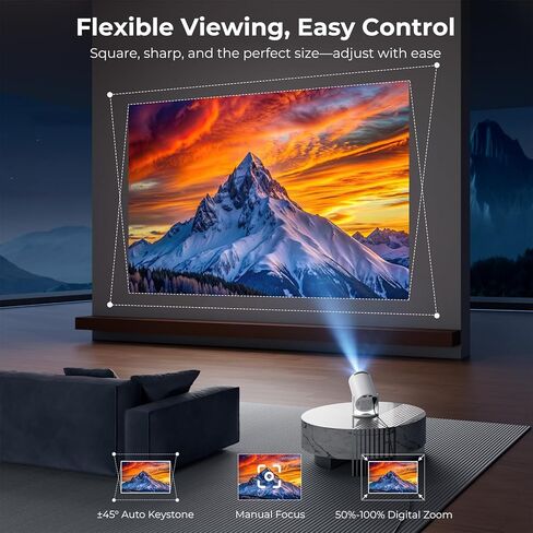 [Built-in Apps] CLOKOWE Mini Projector with WiFi and Bluetooth, 2026 Upgraded 1080P Smart Portable Projector with 180° Rotation, Auto Keystone, Compatible with iPhone/Android/Laptop/TV Stick/HDMI/USB in Kuwait