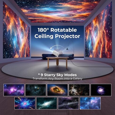 [Built-in Apps] CLOKOWE Mini Projector with WiFi and Bluetooth, 2026 Upgraded 1080P Smart Portable Projector with 180° Rotation, Auto Keystone, Compatible with iPhone/Android/Laptop/TV Stick/HDMI/USB in Kuwait