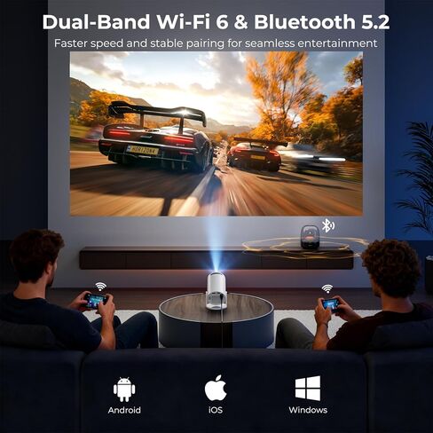 [Built-in Apps] CLOKOWE Mini Projector with WiFi and Bluetooth, 2026 Upgraded 1080P Smart Portable Projector with 180° Rotation, Auto Keystone, Compatible with iPhone/Android/Laptop/TV Stick/HDMI/USB in Kuwait
