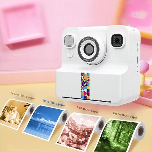 Instant Print Camera, Kids Color Printing Camera with 2.4 Inch Screen 16X Zoom 1080P HD Video MP3 Player in Kuwait