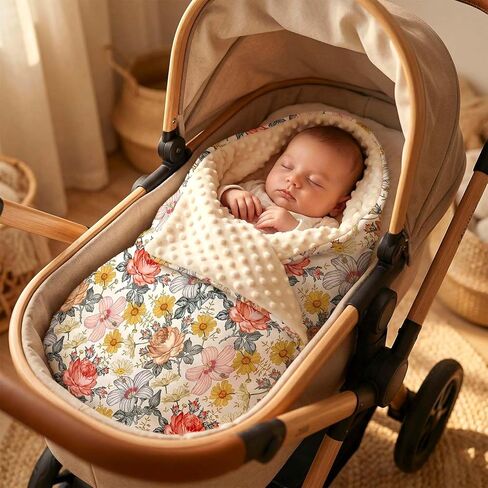 Andrain Floral Baby Blanket for Girls, Vintage Boho Minky Blanket, Nursery Baby Blanket with Double Layer Dotted Backing, 30" x 40" for Nursery, Crib, Car Seat, Swaddling Newborns in Saudi Arabia