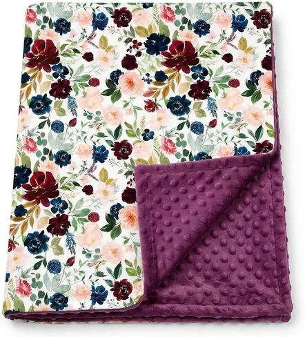 Andrain Floral Baby Blanket for Girls, Vintage Boho Minky Blanket, Nursery Baby Blanket with Double Layer Dotted Backing, 30" x 40" for Nursery, Crib, Car Seat, Swaddling Newborns in Saudi Arabia