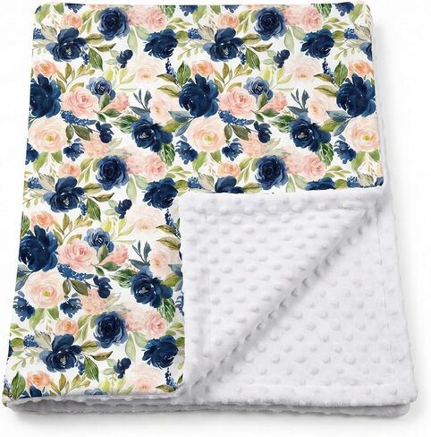 Andrain Floral Baby Blanket for Girls, Vintage Boho Minky Blanket, Nursery Baby Blanket with Double Layer Dotted Backing, 30" x 40" for Nursery, Crib, Car Seat, Swaddling Newborns in Saudi Arabia
