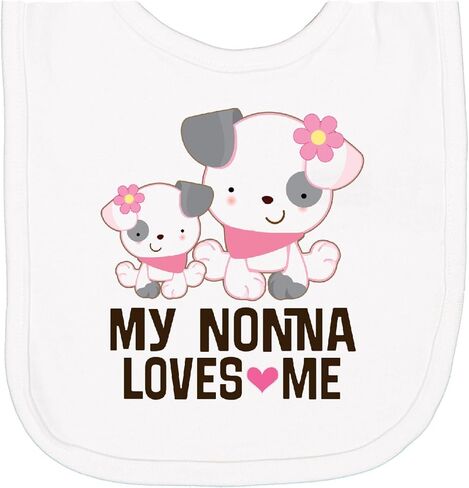 inktastic My Nonna Loves Me Girl Puppy Newborn Bib in Saudi Arabia