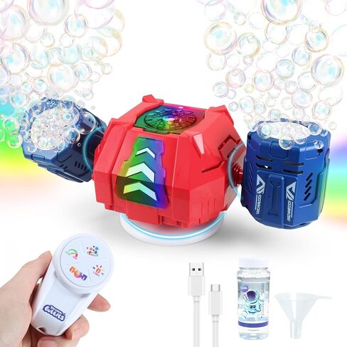 2026 RC Bubble Machine with RGB Lights, 360° Auto Rotation Bubbles Toy, Rechargeable Battery, Bubble Blower Maker for Kids, Parties, Birthday Gift, Weddings, Indoor Outdoor Activity, 30k+ Bubbles/Min in Saudi Arabia