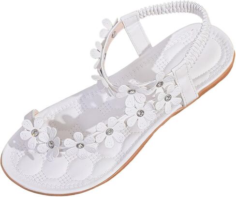 Women's Flower Flat Sandals with Ankle Strap Open Toe Trendy 2026 Summer Comfortable Wedding Bride Beach Sandals in Saudi Arabia