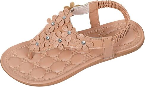 Women's Flower Flat Sandals with Ankle Strap Open Toe Trendy 2026 Summer Comfortable Wedding Bride Beach Sandals in Saudi Arabia