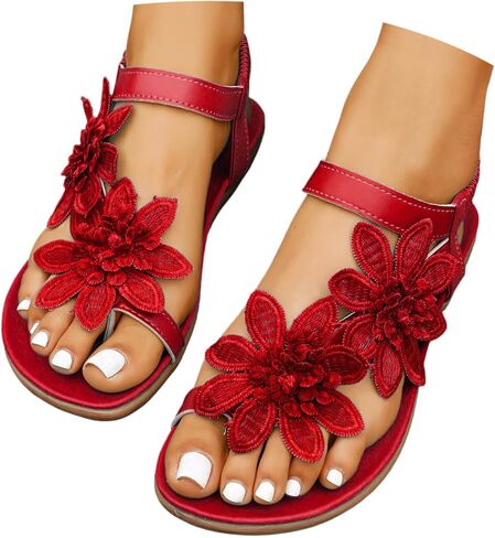 Women's Flower Flat Sandals with Ankle Strap Open Toe Trendy 2026 Summer Comfortable Wedding Bride Beach Sandals in Saudi Arabia