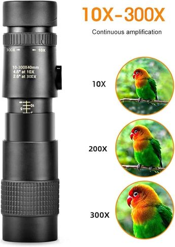 Monocular Telescope Zoom 10-300 x 40 mm, Waterproof Compact High Power Portable HD Telescope for Adult Bird Watching Outdoor Travel Seeing in Kuwait