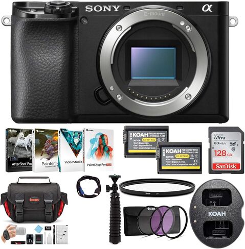 حزمة كاميرا Sony Alpha a6100 APS-C بدون مرآة قابلة للتبديل (الهيكل فقط) (9 عناصر) in Kuwait
