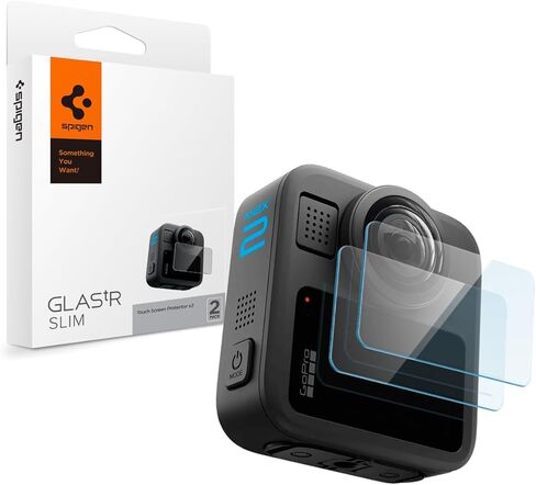 واقي شاشة من الزجاج المقوى من Spigen [GlasTR Slim] مصمم لحزمة GoPro MAX2-2 in Kuwait