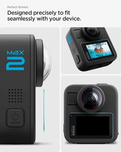 واقي شاشة من الزجاج المقوى من Spigen [GlasTR Slim] مصمم لحزمة GoPro MAX2-2 in Kuwait