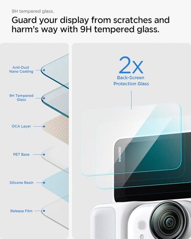 Spigen Tempered Glass Screen Protector [GlasTR Slim] designed for Insta360 Go Ultra - 2 Pack in Kuwait