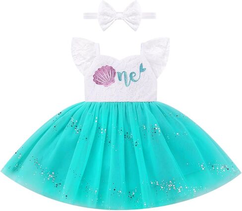 IMEKIS Baby Girls 1st Birthday Outfit Lace Strawberry Mermaid One Tutu Smocked Dress Headband Cake Smash Photo Shoot in Kuwait