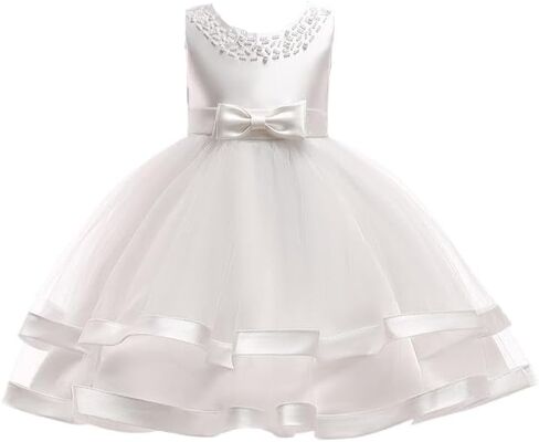 Baby Girl Pageant Tulle Dress Princess Dress Bowknot Tutu Gown Flower Wedding Dresses in Saudi Arabia