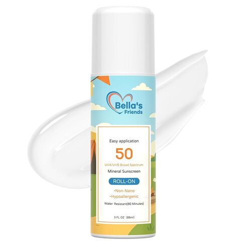 Kids Roll-On Mineral Sunscreen SPF 50 for Face & Body, Natural Sunscreen Lotion Applicator, Travel Size, Reef Safe, Summer Beach Vacation Travel Essentials, 1 Pack in Kuwait