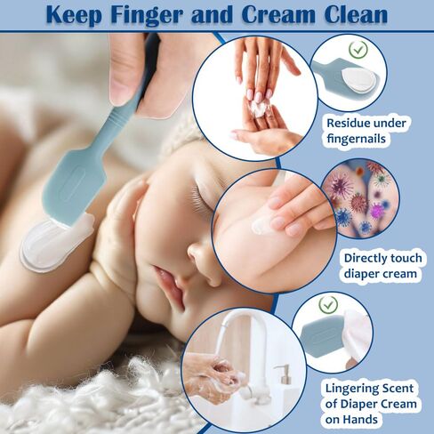 Baby Diaper Cream Spatula,2 Pack Silicone Diaper Cream Applicator Baby Butt Paste Spatula Diaper Cream Brush for Newborn Baby, 1 x Large Size,1 x Small Size (Blue) in Saudi Arabia