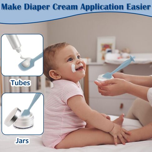 Baby Diaper Cream Spatula,2 Pack Silicone Diaper Cream Applicator Baby Butt Paste Spatula Diaper Cream Brush for Newborn Baby, 1 x Large Size,1 x Small Size (Blue) in Saudi Arabia