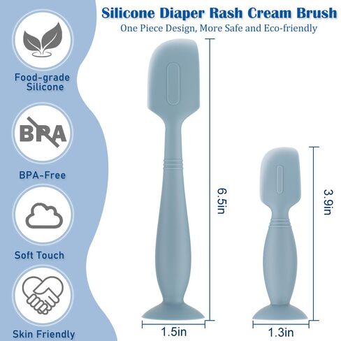 Baby Diaper Cream Spatula,2 Pack Silicone Diaper Cream Applicator Baby Butt Paste Spatula Diaper Cream Brush for Newborn Baby, 1 x Large Size,1 x Small Size (Blue) in Saudi Arabia