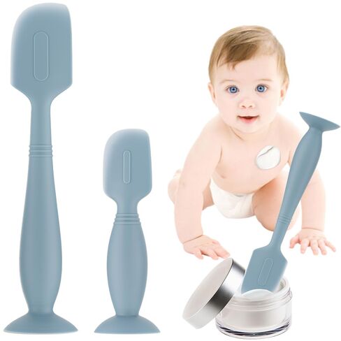 Baby Diaper Cream Spatula,2 Pack Silicone Diaper Cream Applicator Baby Butt Paste Spatula Diaper Cream Brush for Newborn Baby, 1 x Large Size,1 x Small Size (Blue) in Saudi Arabia