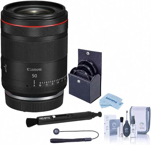 Canon RF 50 مم f/1.4 L VCM، أسود، حزمة مع طقم فلتر 67 مم، مجموعة تنظيف، وقماش من الألياف الدقيقة، ضمان محدود لمدة عام من Canon in Kuwait
