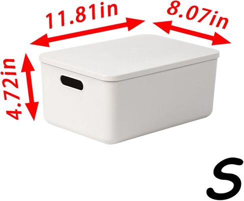 6 pack large plastic Laundry Basket/Hamper with lids and handle，White storage bins Baskets，Organizer Containers for Closet Dorm，Clothes Laundry Room Bedroom, Shelves，home (White, 6S) in Saudi Arabia