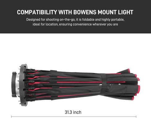 GVM YG90SP 36" Parabolic Softbox with Bowens Mount, 16-Rod Quick Release Photography Softbox with Diffusers & Honeycomb Grid, Studio Lighting Modifier for Portrait, Video Recording & Photography in Kuwait