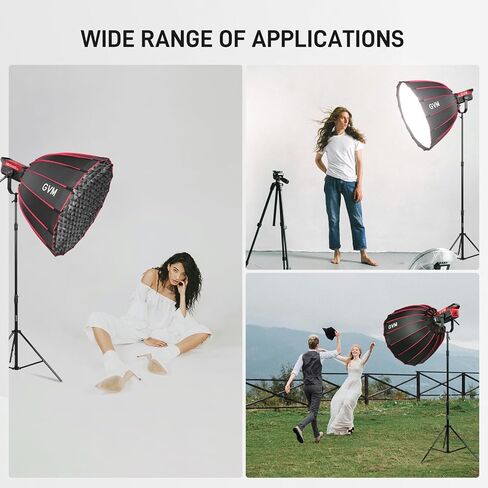 GVM YG90SP 36" Parabolic Softbox with Bowens Mount, 16-Rod Quick Release Photography Softbox with Diffusers & Honeycomb Grid, Studio Lighting Modifier for Portrait, Video Recording & Photography in Kuwait