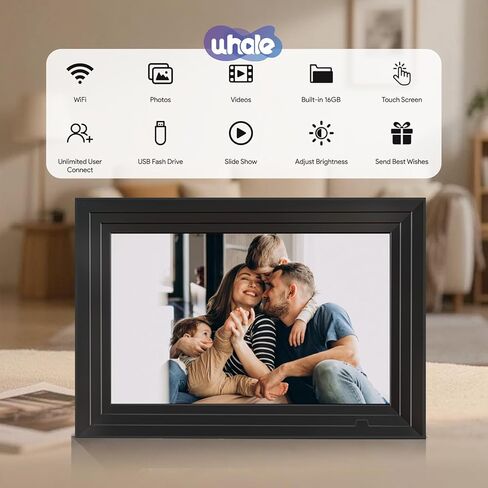 10.1 Inch WiFi Digital Picture Frame,Encrypted & Private Photo/Video Sharing,IPS Touch Screen, 16GB Invite Unlimited Family via Uhale App,Gift for Mother's Day, Parents, Grandparents in Kuwait