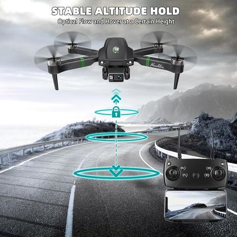 طائرات بدون طيار مع كاميرا للبالغين 4K، طائرة بدون طيار صغيرة مع كاميرا، تثبيت الارتفاع، مفتاح واحد للإقلاع/الهبوط، وضع مقطوعة الرأس، قلاب ثلاثي الأبعاد، وضع 3 سرعات، طائرة بدون طيار للتحكم عن بعد قابلة للطي مع بطاريتين للمبتدئين in Saudi Arabia