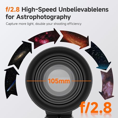 عدسة كاميرا SVBONY SV535 APO Astro، عدسة تليفوتوغرافي F2.8، الطول البؤري 105 مم، متوافق مع الإطار الكامل، M42/E-mount متوافق مع كاميرا Sony بدون مرآة للسماء العميقة واسعة النطاق والتصوير الفلكي EAA in Kuwait