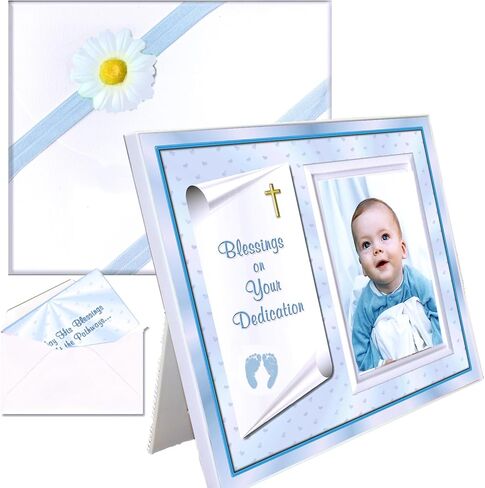 Baby Boy Dedication Picture Frame Keepsake – Faith-Inspired Gift from Godparents or Grandparents – Holds 3.5x5 Photo in Saudi Arabia