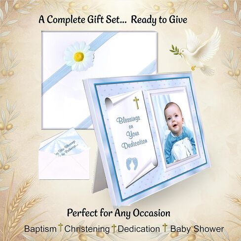 Baby Boy Dedication Picture Frame Keepsake – Faith-Inspired Gift from Godparents or Grandparents – Holds 3.5x5 Photo in Saudi Arabia