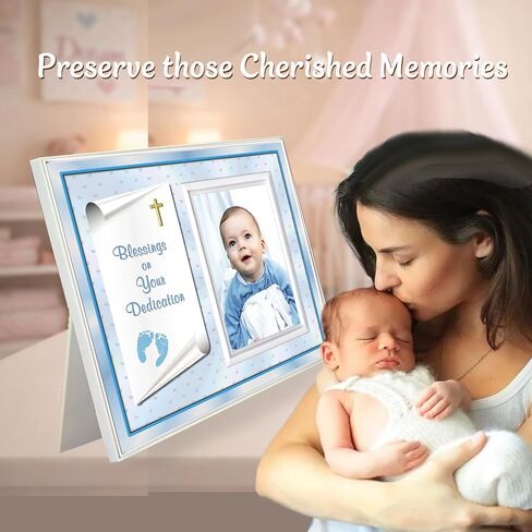 Baby Boy Dedication Picture Frame Keepsake – Faith-Inspired Gift from Godparents or Grandparents – Holds 3.5x5 Photo in Saudi Arabia