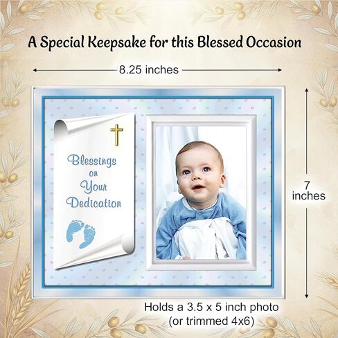 Baby Boy Dedication Picture Frame Keepsake – Faith-Inspired Gift from Godparents or Grandparents – Holds 3.5x5 Photo in Saudi Arabia