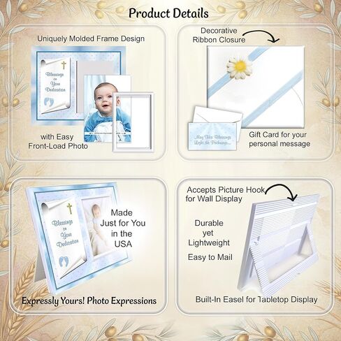 Baby Boy Dedication Picture Frame Keepsake – Faith-Inspired Gift from Godparents or Grandparents – Holds 3.5x5 Photo in Saudi Arabia