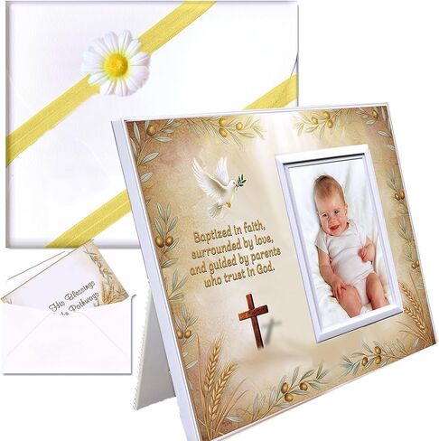 Baby Boy Dedication Picture Frame Keepsake – Faith-Inspired Gift from Godparents or Grandparents – Holds 3.5x5 Photo in Saudi Arabia