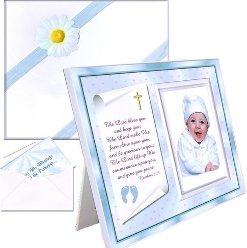 Baby Boy Dedication Picture Frame Keepsake – Faith-Inspired Gift from Godparents or Grandparents – Holds 3.5x5 Photo in Saudi Arabia